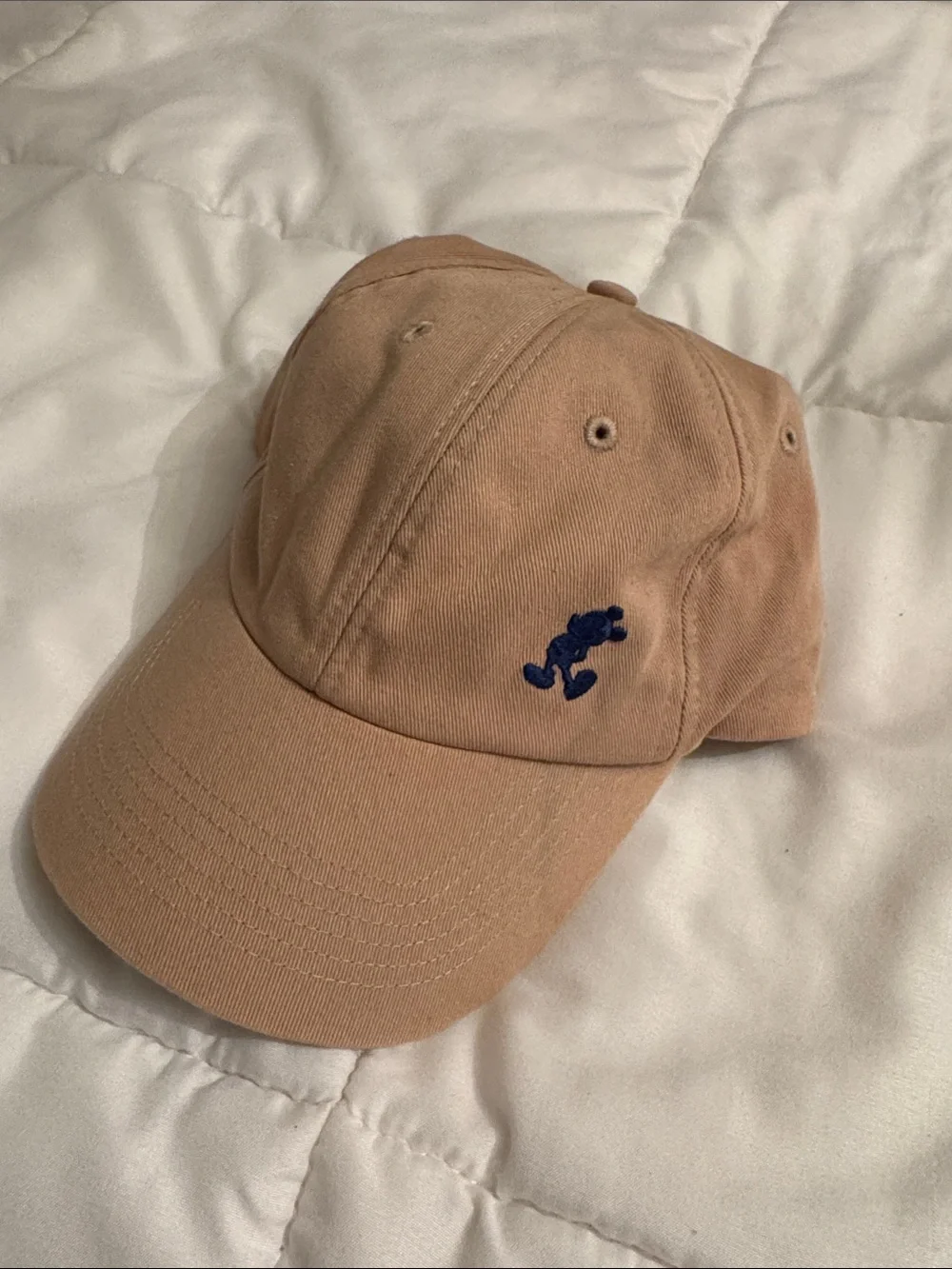 Classic Disney Parks Tan Cotton Cap with Blue Mickey Mouse Logo